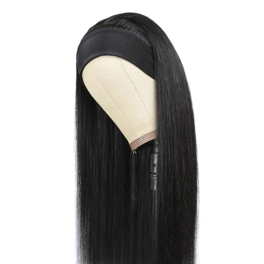 100% Echt haar hoofdband Pruik - 25cm lengte - Natuurlijk Zwart - 150 dichtheid