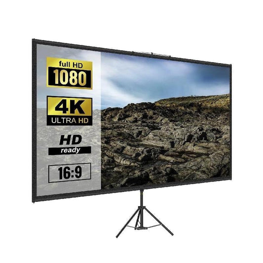 Projector Screen, 177cm, 4K, FHD, with tripod, Aluminum Alloy, Black