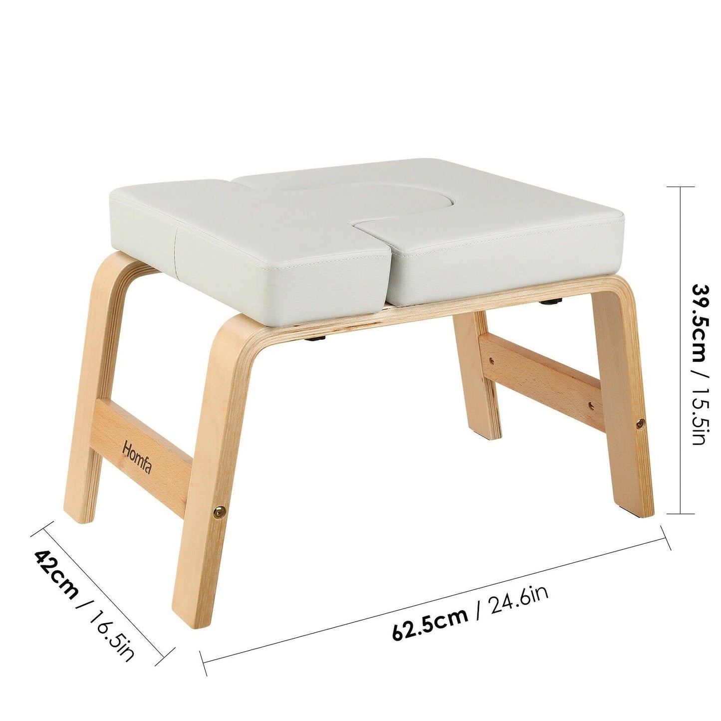 Tabouret de yoga – Chaise d'équipement d'entraînement physique – Banc d'inversion de poirier de yoga – Pilates – Poirier – Entraînement – ​​Beige